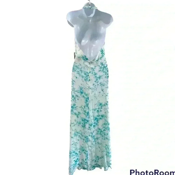 NWT Jill Stuart High Low Halter Maxi Dress Turquoise White Size 4 - Picture 3 of 16